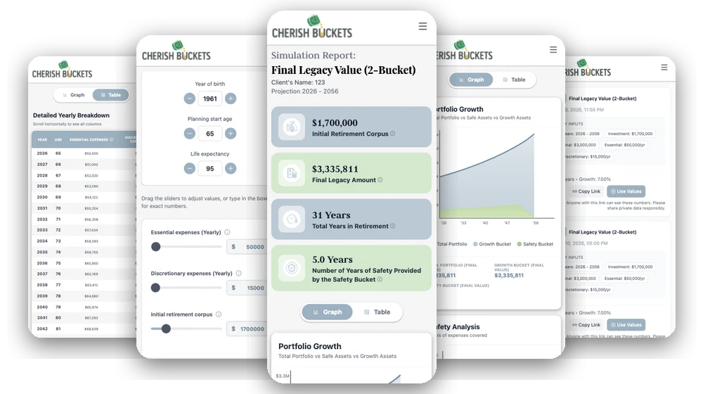 CherishBuckets app screens