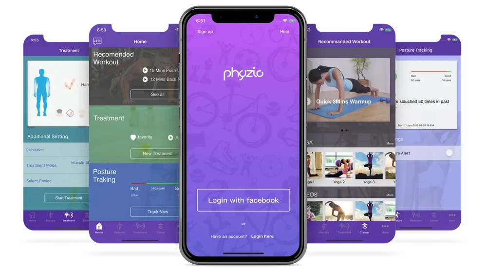 Phyzio app screens